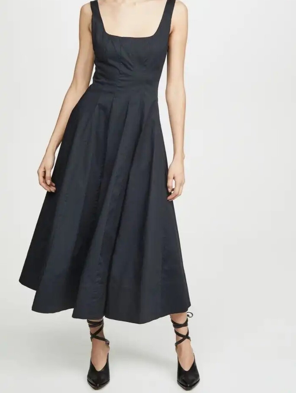 STAUD Black Maxi Skirt with Flowing Pleats